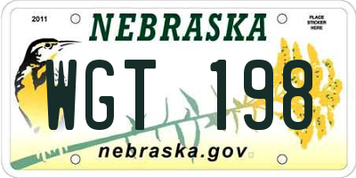 NE license plate WGT198