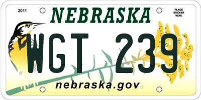 NE license plate WGT239
