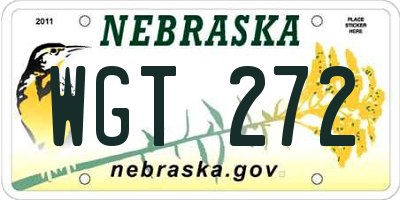 NE license plate WGT272