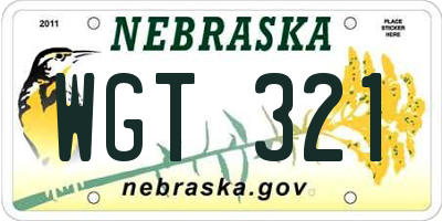 NE license plate WGT321