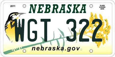 NE license plate WGT322