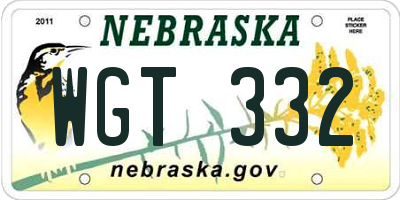 NE license plate WGT332