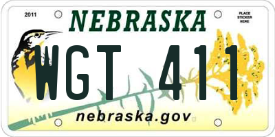 NE license plate WGT411