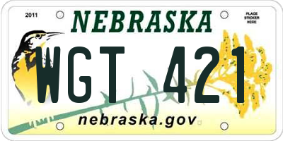 NE license plate WGT421