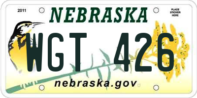 NE license plate WGT426