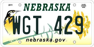 NE license plate WGT429