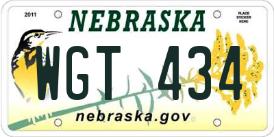 NE license plate WGT434