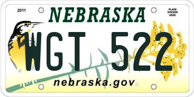 NE license plate WGT522