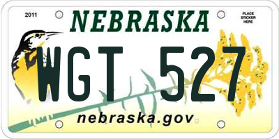 NE license plate WGT527