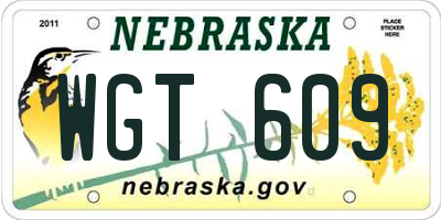 NE license plate WGT609