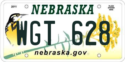 NE license plate WGT628