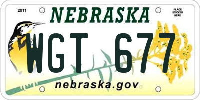 NE license plate WGT677