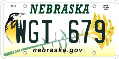NE license plate WGT679