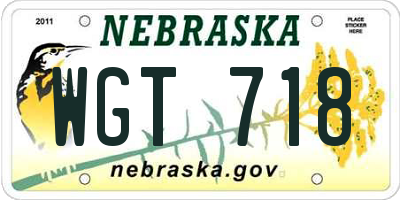 NE license plate WGT718