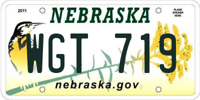 NE license plate WGT719