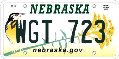 NE license plate WGT723