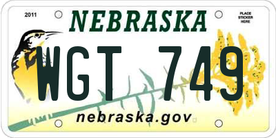 NE license plate WGT749