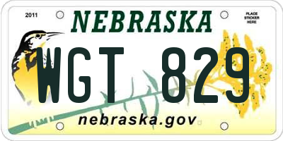 NE license plate WGT829