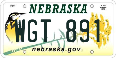 NE license plate WGT891
