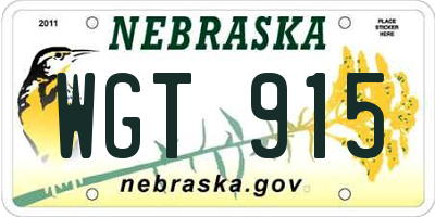 NE license plate WGT915
