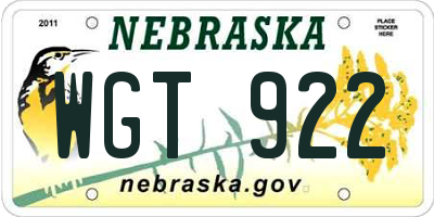 NE license plate WGT922