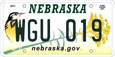 NE license plate WGU019