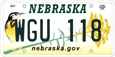 NE license plate WGU118