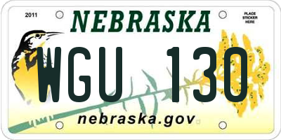 NE license plate WGU130