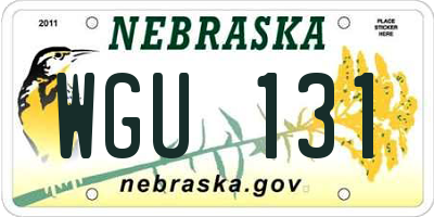 NE license plate WGU131