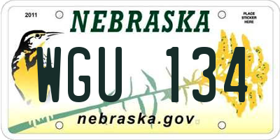 NE license plate WGU134
