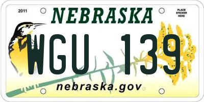 NE license plate WGU139