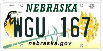 NE license plate WGU167