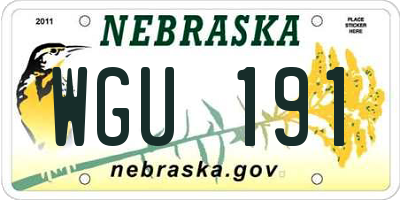 NE license plate WGU191