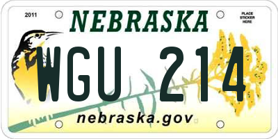 NE license plate WGU214