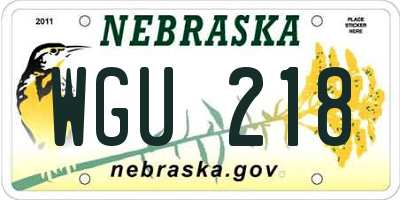 NE license plate WGU218