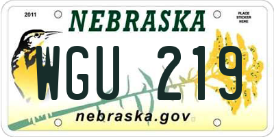 NE license plate WGU219
