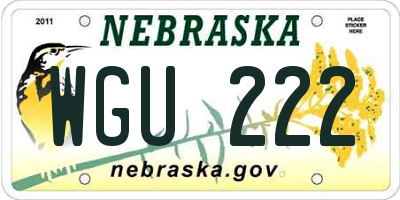 NE license plate WGU222