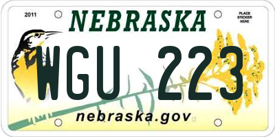 NE license plate WGU223
