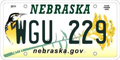 NE license plate WGU229