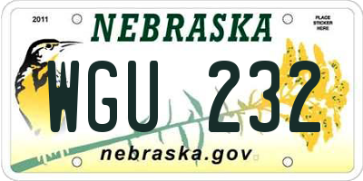 NE license plate WGU232