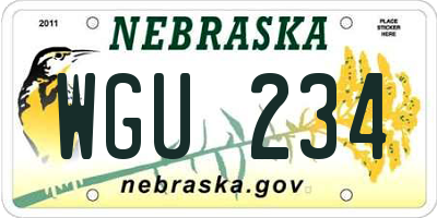 NE license plate WGU234