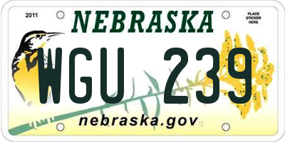 NE license plate WGU239
