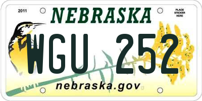 NE license plate WGU252