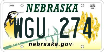 NE license plate WGU274