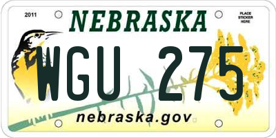 NE license plate WGU275