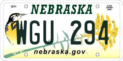 NE license plate WGU294