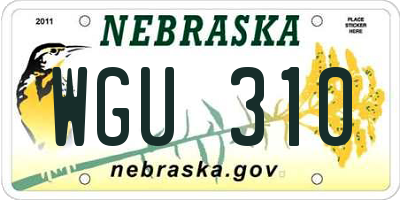 NE license plate WGU310