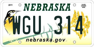 NE license plate WGU314