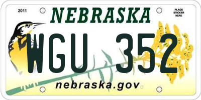 NE license plate WGU352