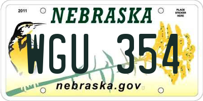 NE license plate WGU354